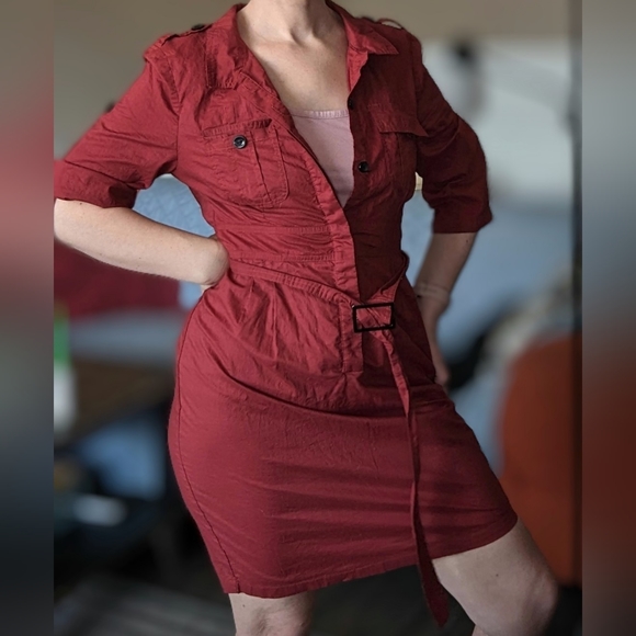 Hawksley Dresses & Skirts - Hawksley brand, ladies Lg (fits like a small) wine coloured shirt dress,…